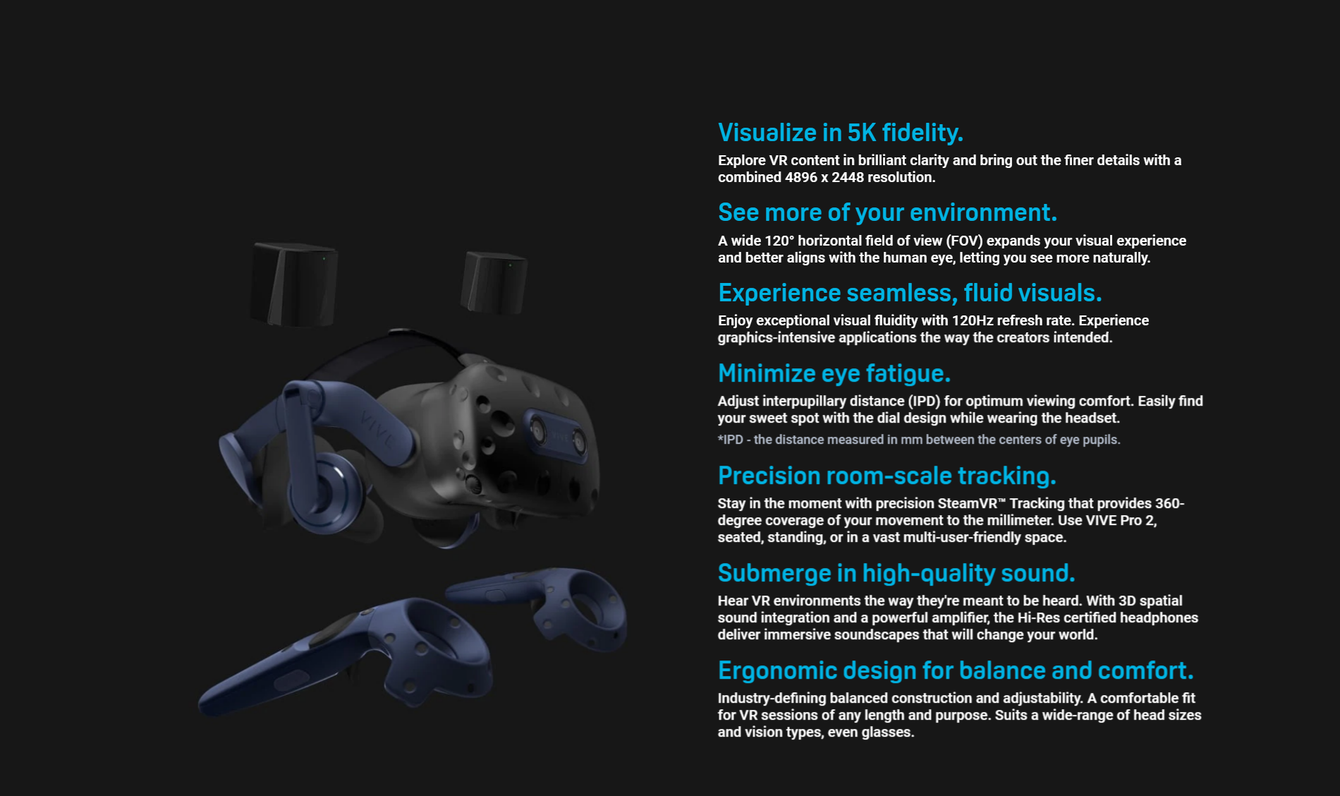 A large marketing image providing additional information about the product HTC Vive Pro 2 Virtual Reality Full Kit - Additional alt info not provided